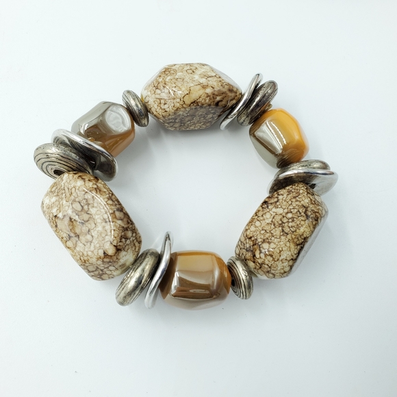 3 Stretch Bead Bracelets Black Wood Jewelry Access - Picture 4 of 5